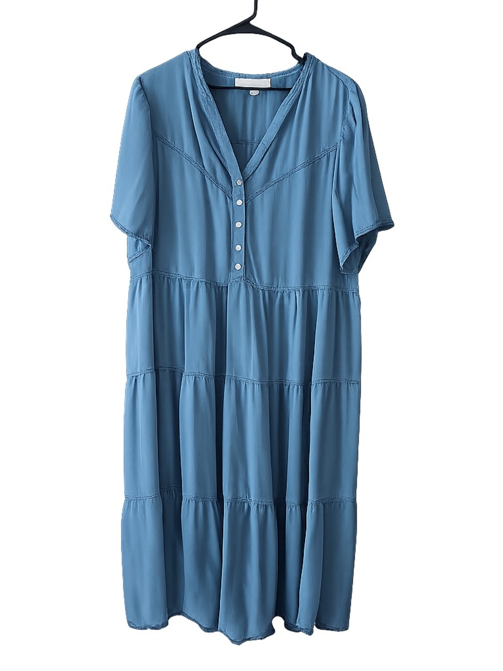 Nurture by Westbound Light Blue Tiered Button-Front Maxi Dress size 2X